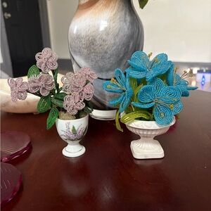 Elegant Beaded Flower Arrangement Set